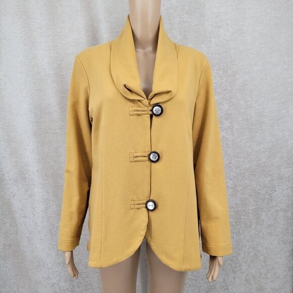Neon Buddha Cotton Cardigan Blazer Stylish Mustard Women's Jacket - Picture 2 of 10